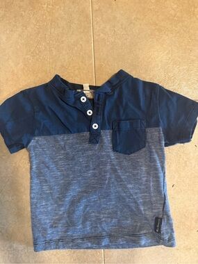 Blue Short Sleeve Henley Pocket Tee for Kids